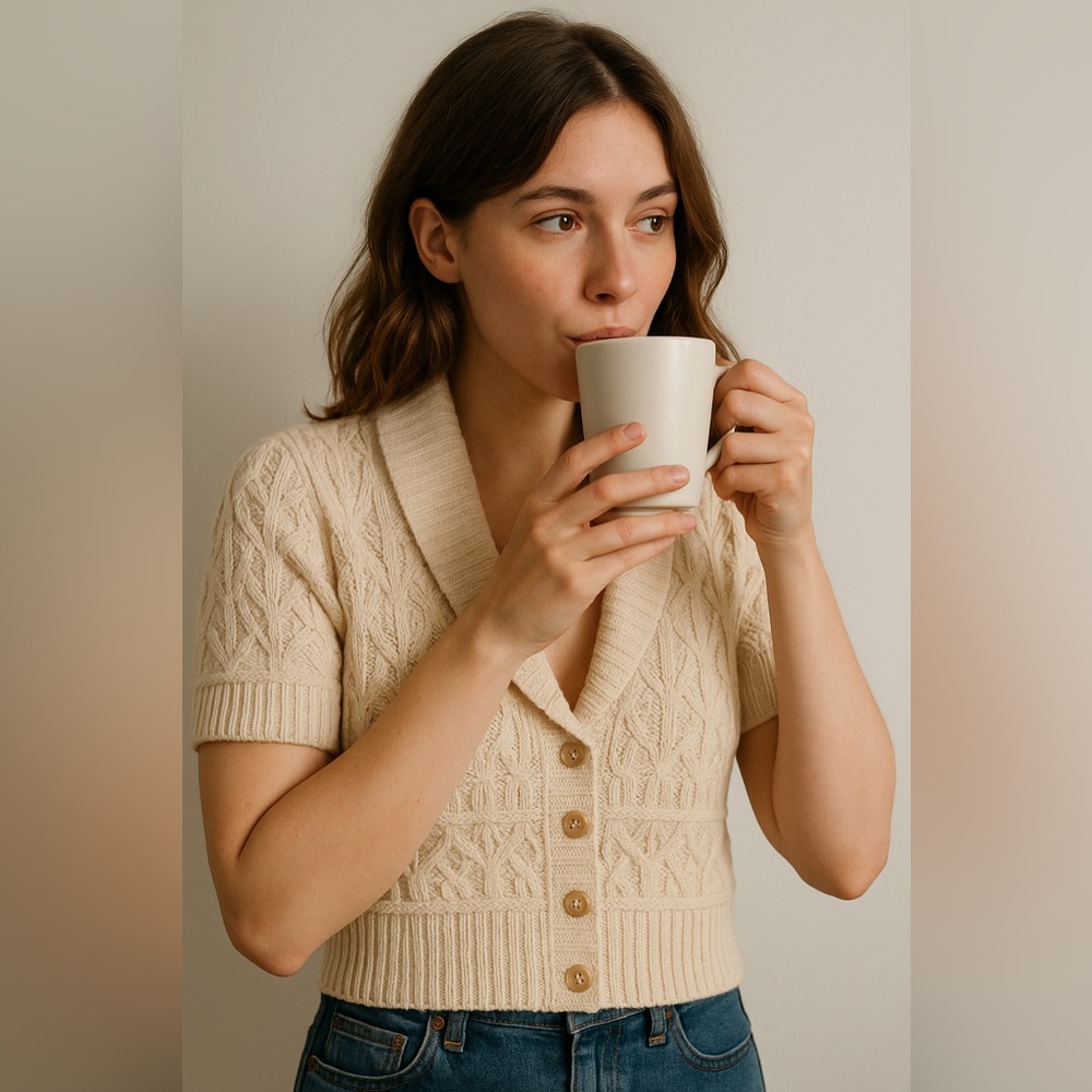Old Navy  cream chunky cardigan sweater crop xs